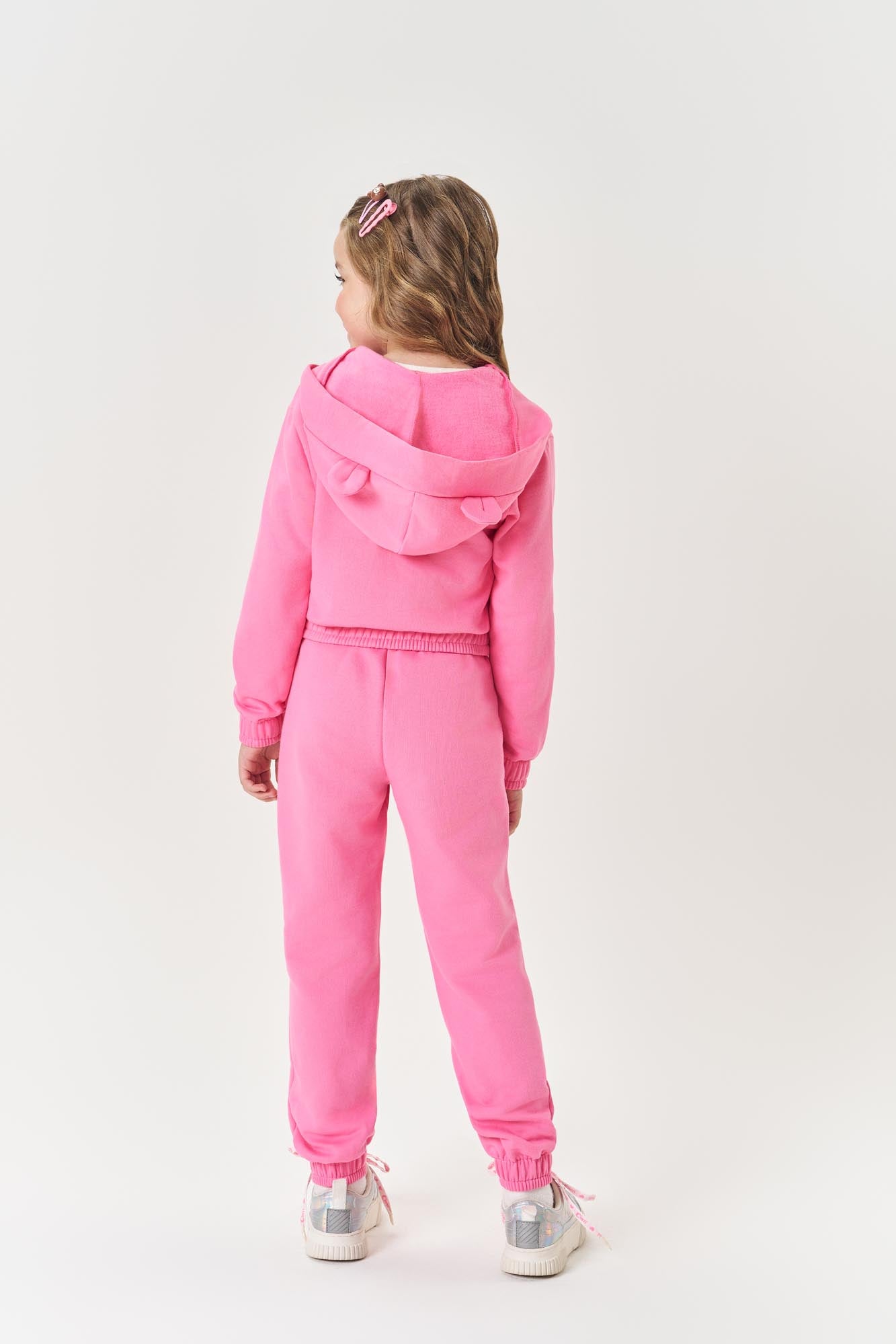 Conjunto Infantil Cinti Inverno com Calça e Jaqueta Rosa Ursinho Coração