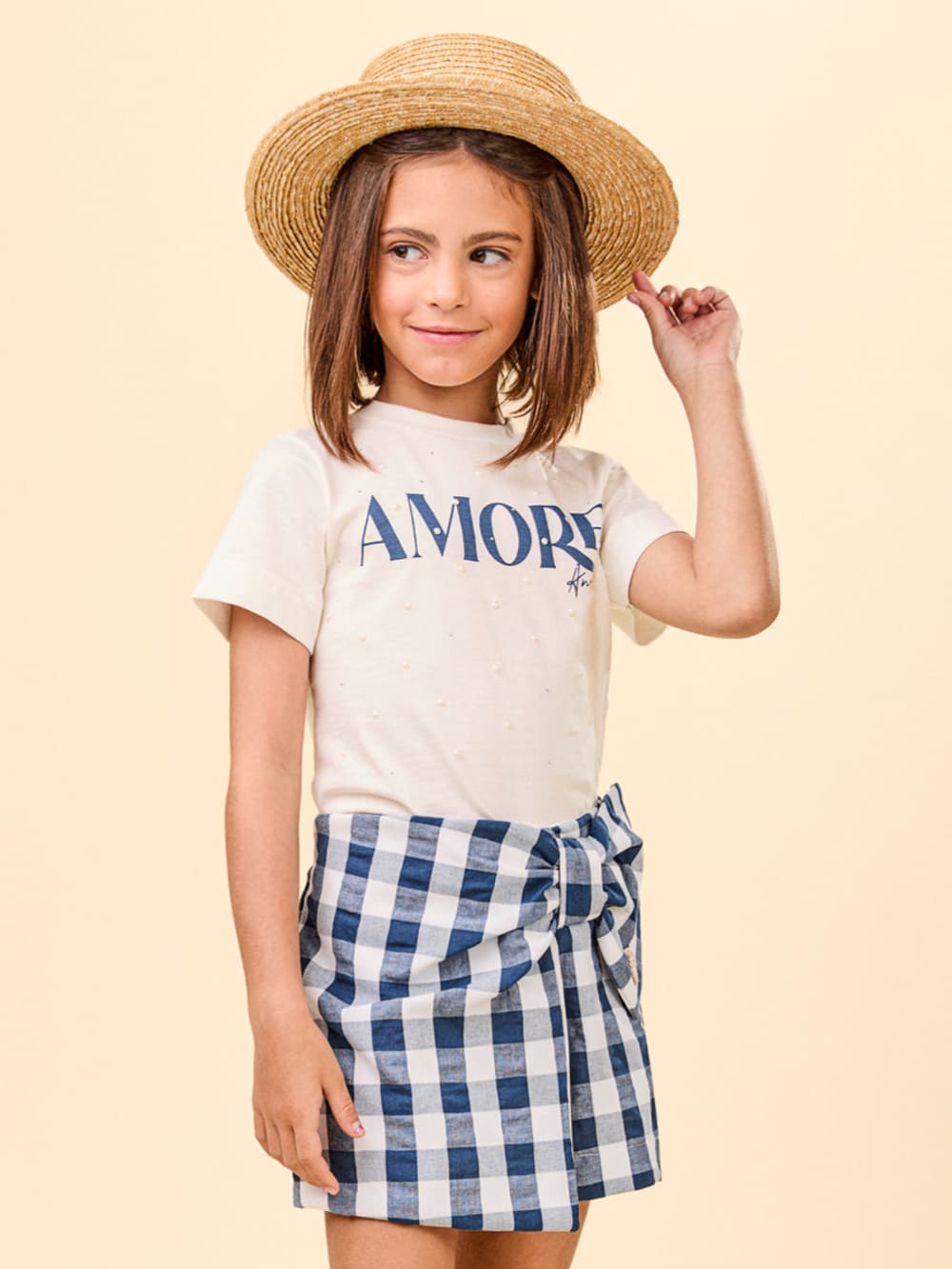Conjunto Infantil Animê Verão Shorts Saia e Blusa Amore