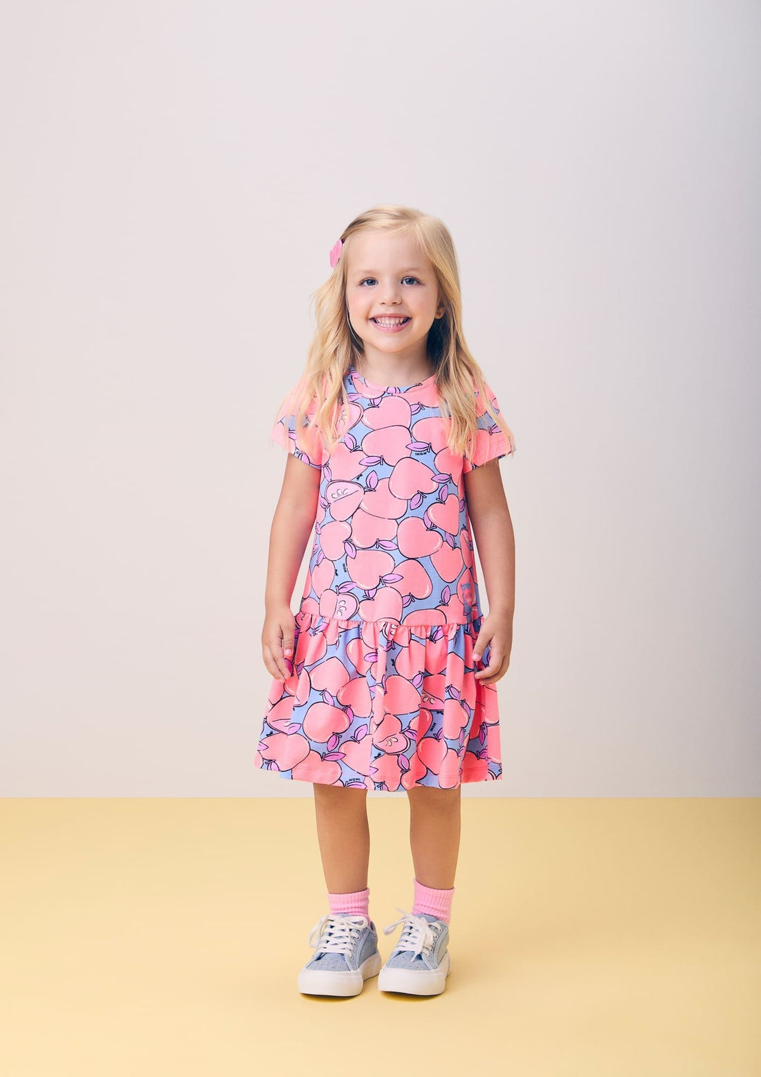 Vestido Infantil Momi Verão Azul Frutinhas