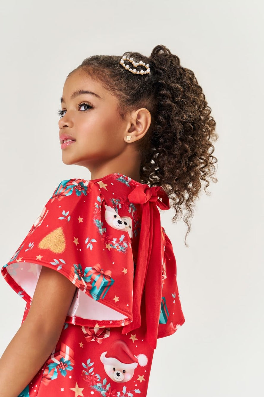 Vestido Infantil Cinti Verão Ursinho Natal