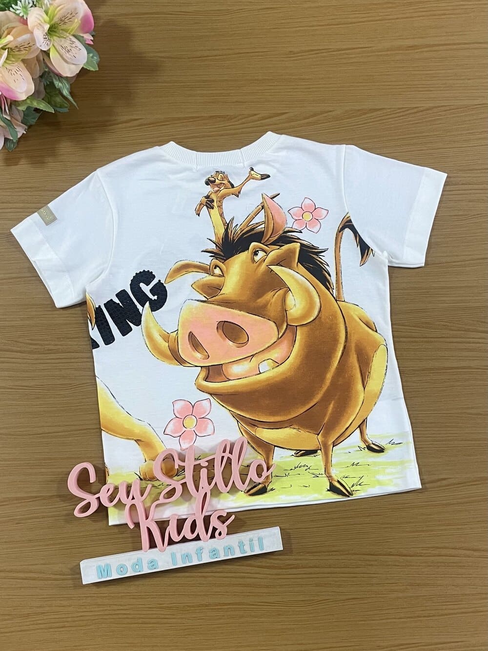 Blusa Infantil Animê Verão Off White O Rei Leão Disney