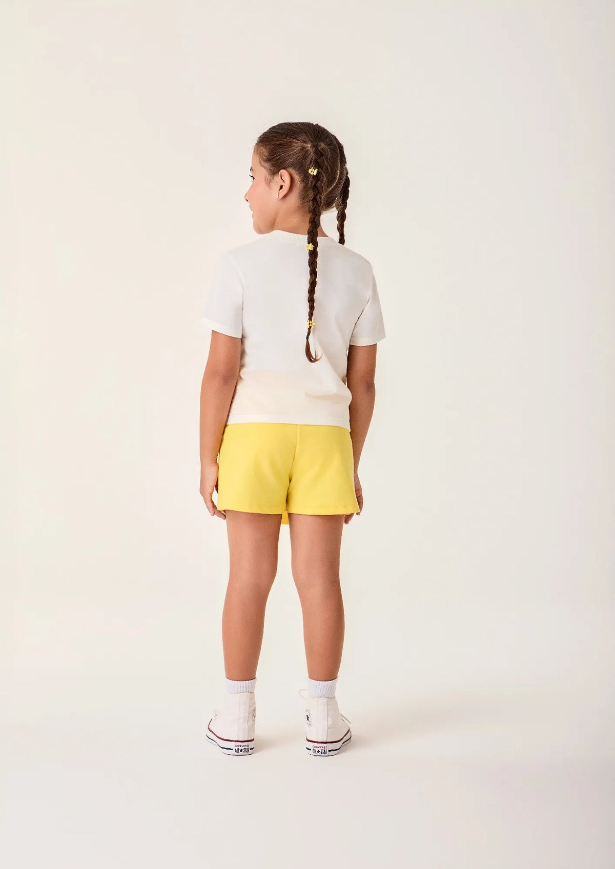 Conjunto Infantil Menina Bimbi Shorts Saia Amarelo e Blusa Abelinha