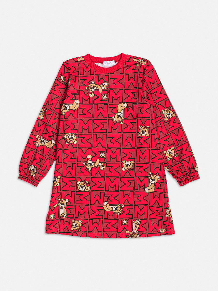 Vestido Infantil Momi Inverno Vermelho Urso