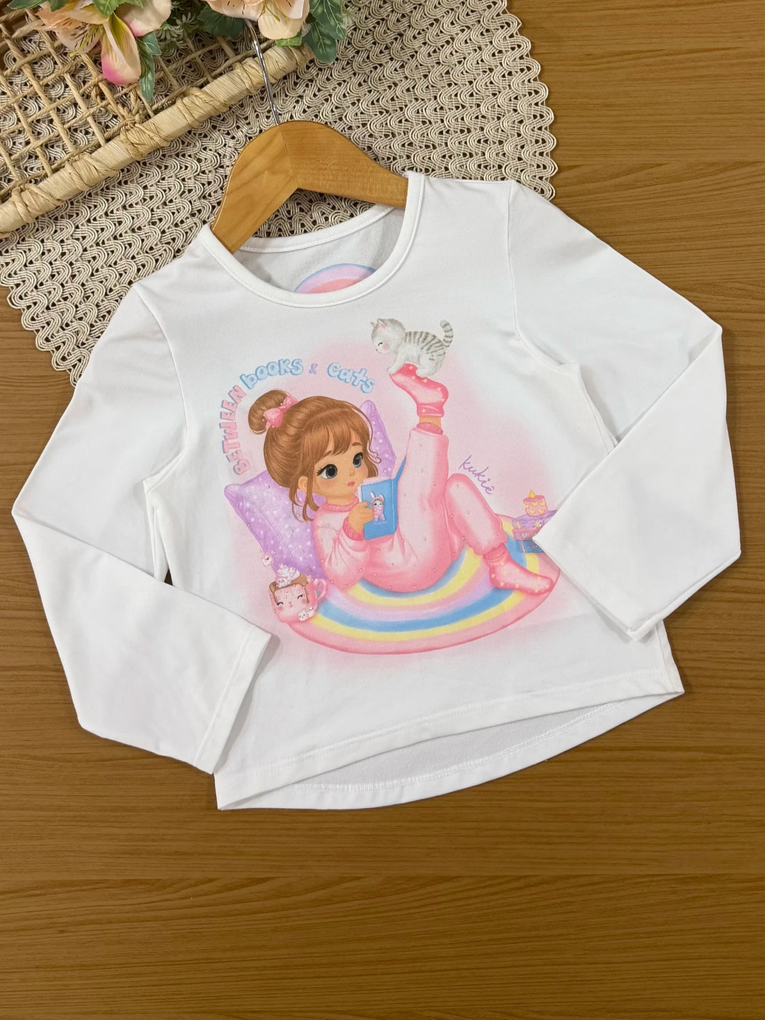 Pijama Infantil Kukiê Inverno com Calça Legging Rosa e Blusa Manga Longa Hora de Dormir