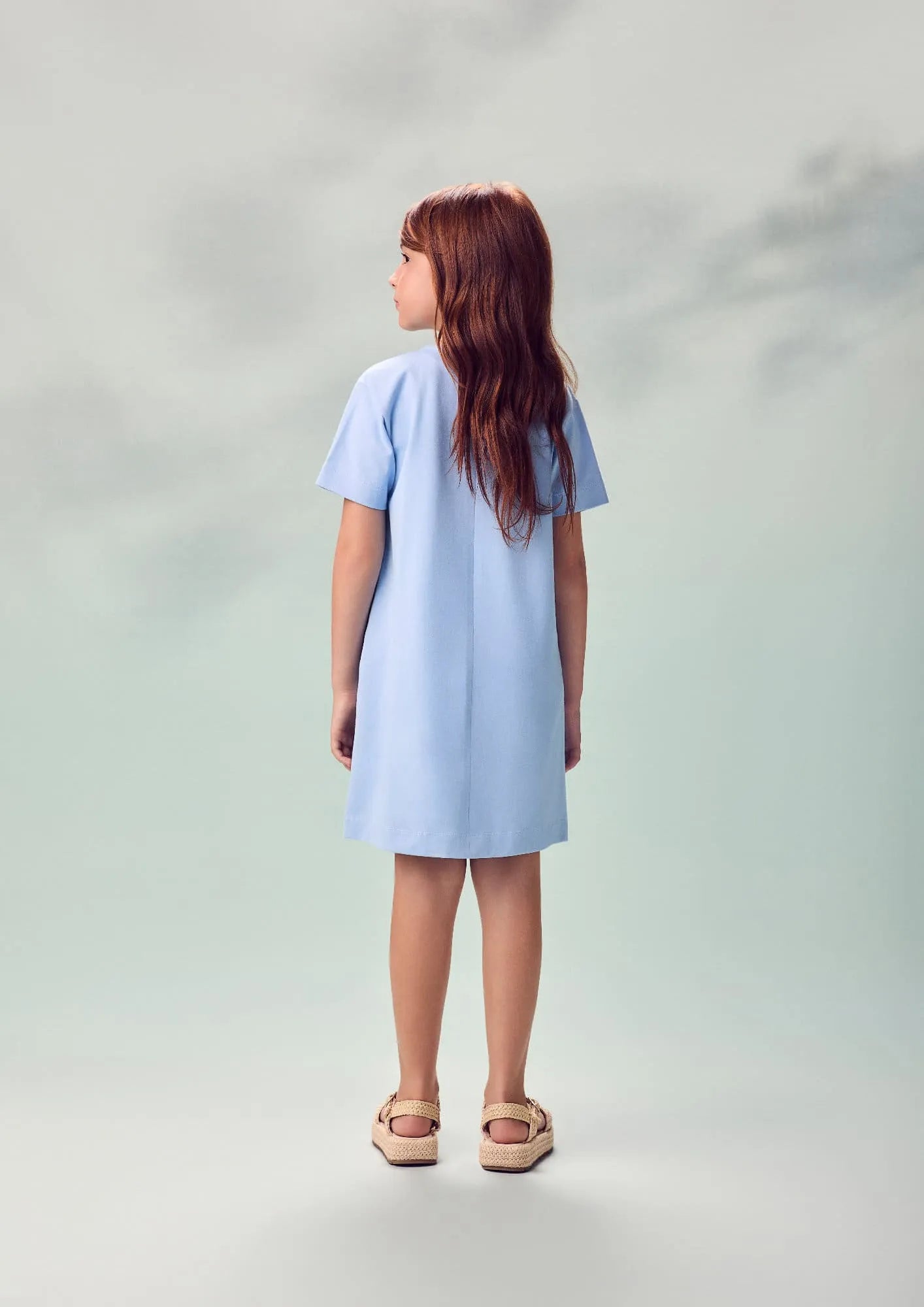 Vestido Infantil Animê Azul Minnie Laço Disney