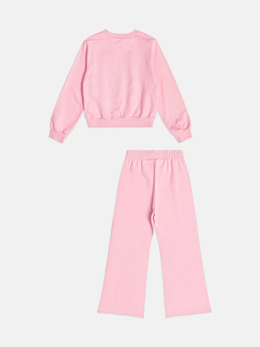 Conjunto Infantil Momi Inverno com Calça e Moletom sem Flanela Rosa Stitch Friends Disney