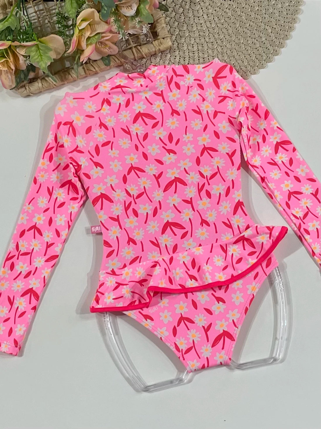 Maiô Infantil Siri Kids Cropped Manga Longa Rosa Lais Bela 43298