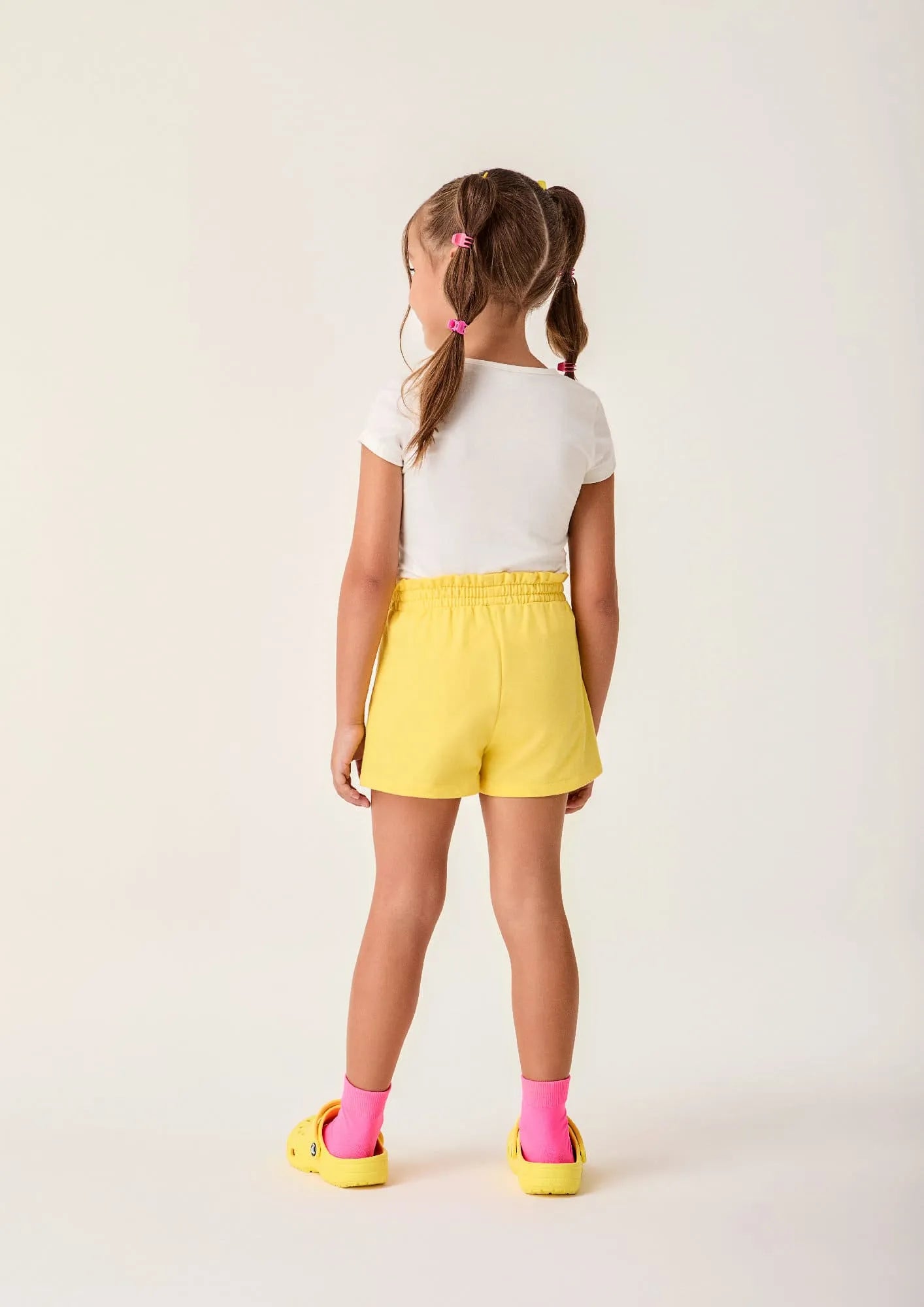 Conjunto Infantil Menina Bimbi com Short-Saia Amarelo e Blusa Branca Sorvetinhos