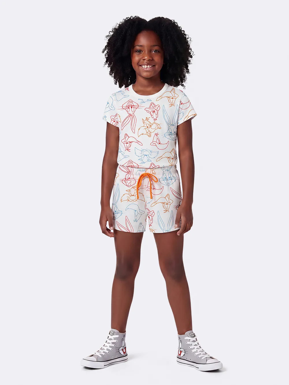 Pijama Infantil Menina Veggi com Shorts e Blusa Looney Tunes