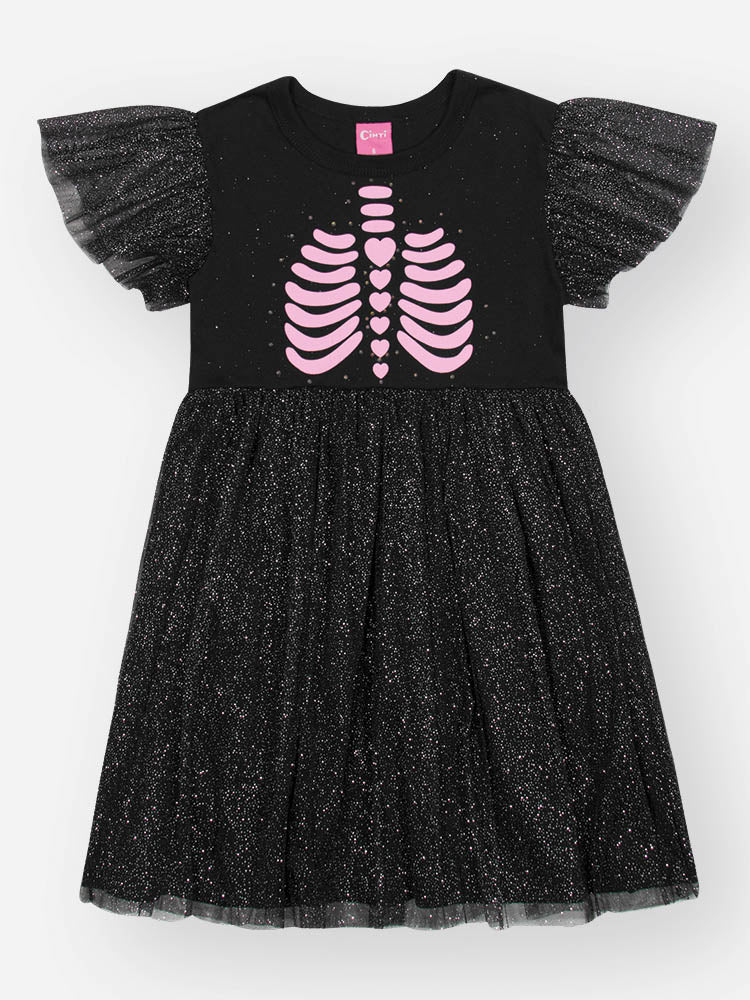 Vestido infantil Cinti Verão Preto Halloween