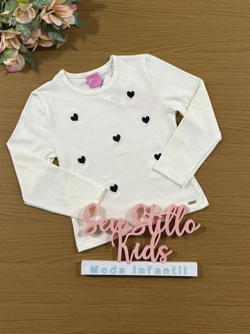 Blusa Infantil Cinti Inverno Manga Longa Cotton Coração