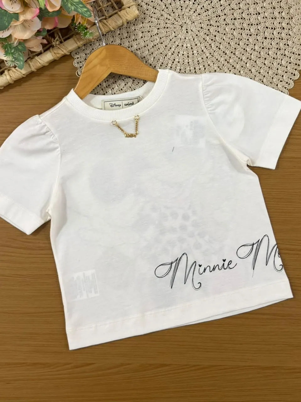 Conjunto Infantil Menina Animê Short-Saia Preto e Blusa Minnie Disney