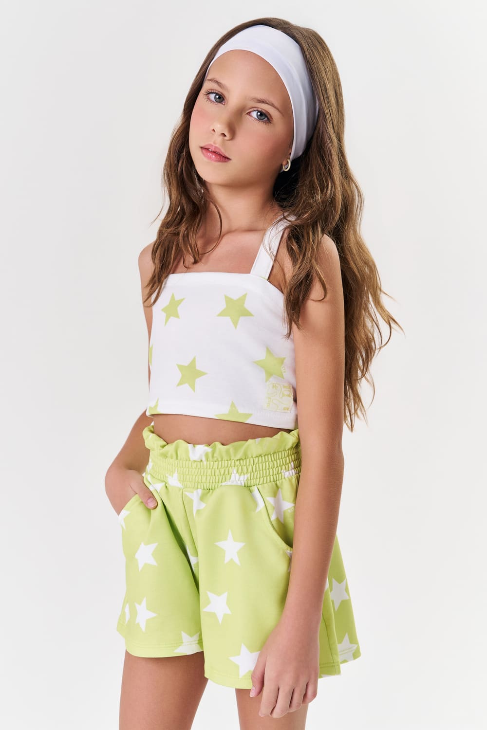 Conjunto Infantil Catavento Verão Shorts e Blusa Estrelinhas