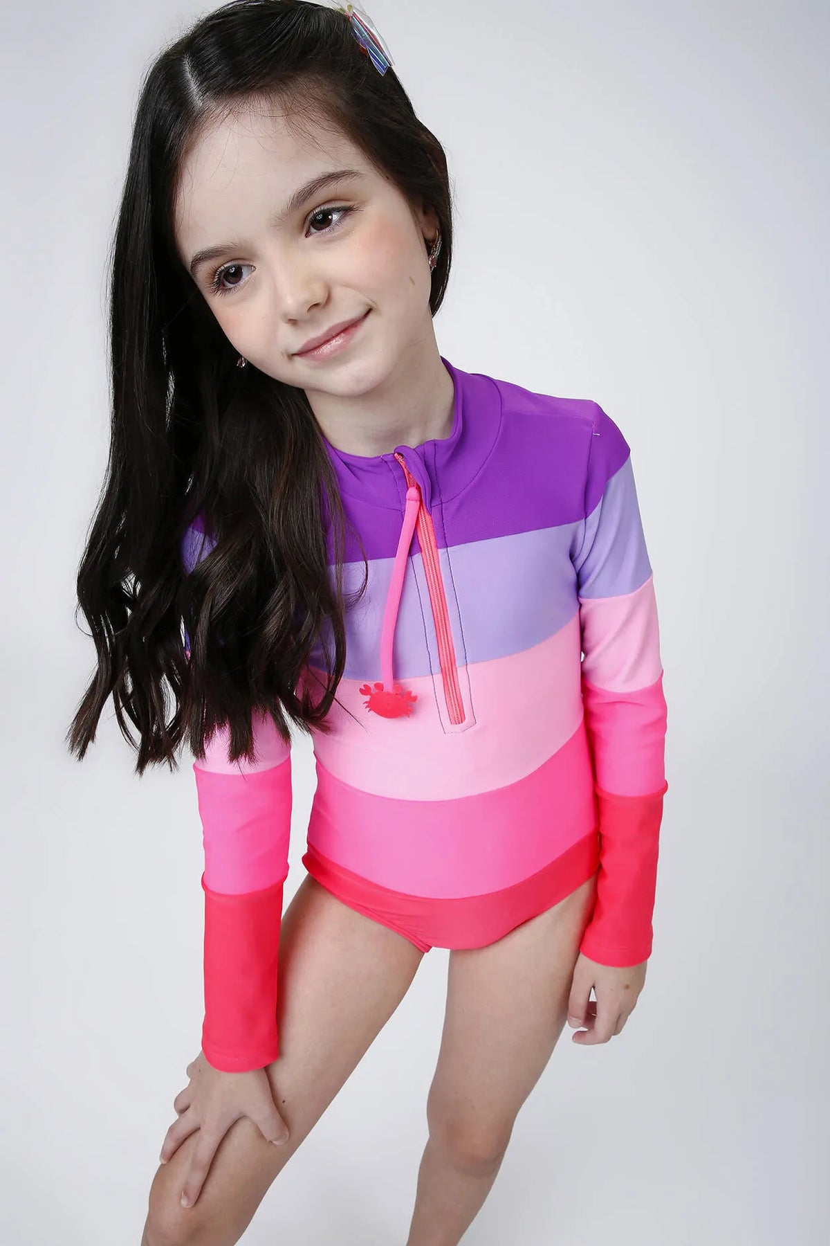 Maiô Infantil Siri Kids Manga Longa Kiara Fuchsia 43025