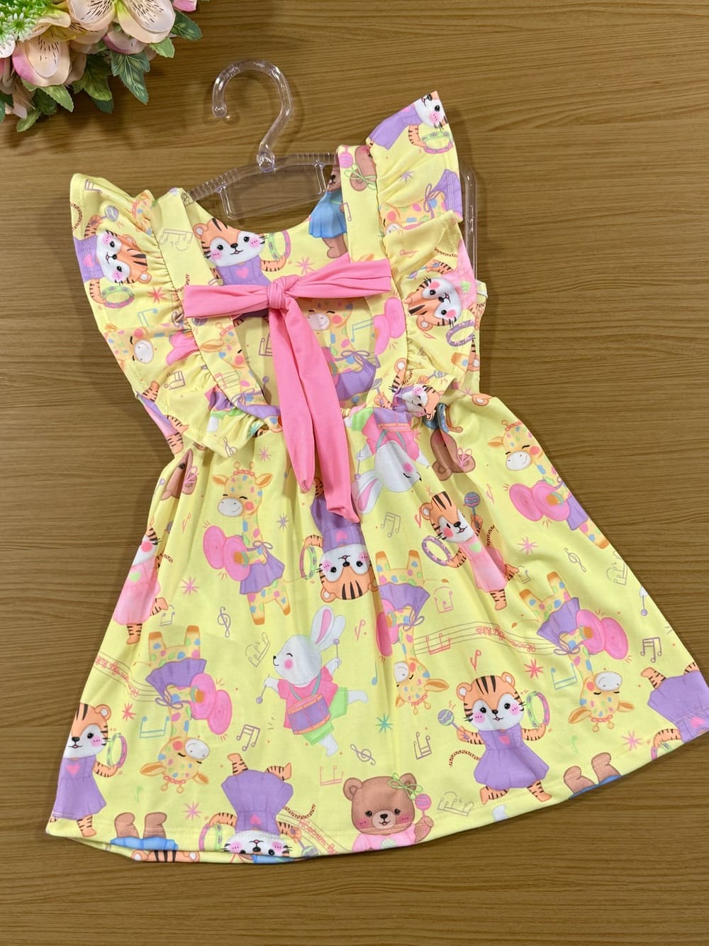 Vestido Infantil Kukie Alecrim Verão Amarelo Festa dos Animais