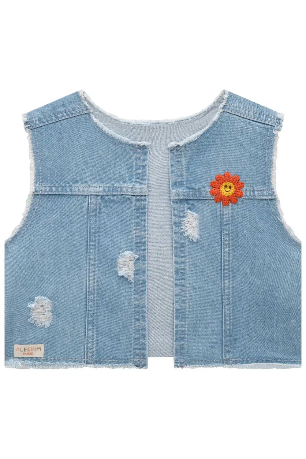 Vestido Infantil Kukie Verão Verde Animais Com Colete Jeans