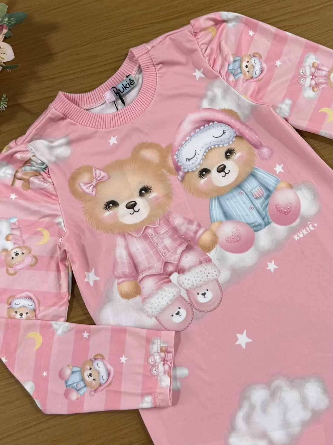 Camisola Infantil Inverno Kukiê Rosa Ursinhas com Strass
