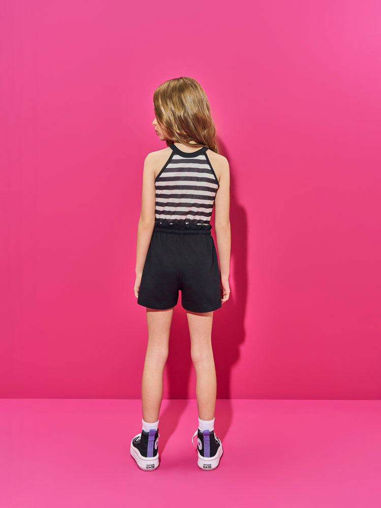 Conjunto Infantil Belime Verão com Shorts Preto e Regata Listrada