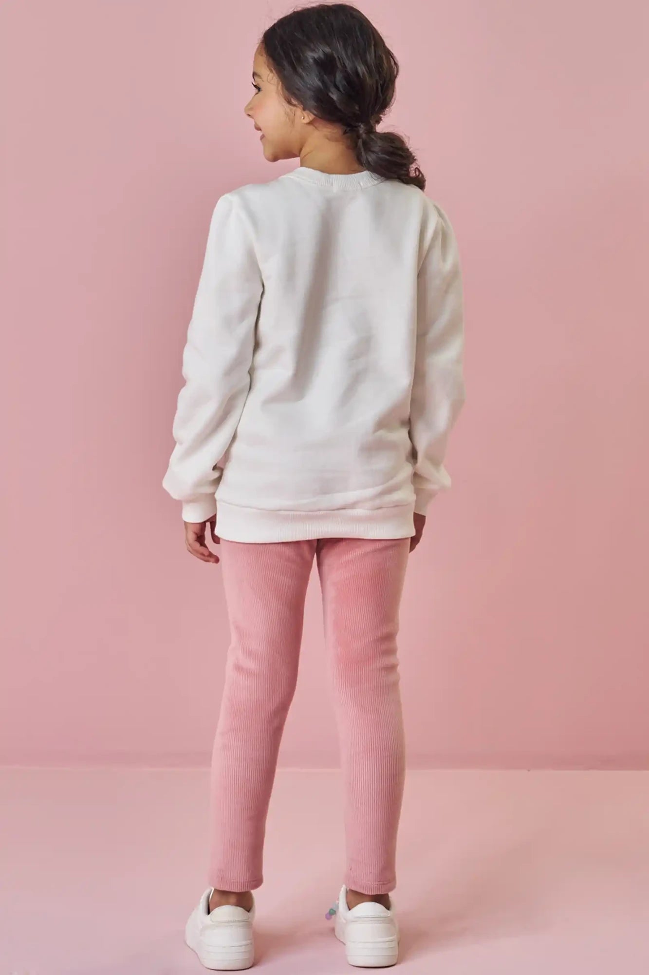 Conjunto Infantil Kukiê Inverno com Calça Legging Rosa e Moletom Flanelado Ursinha Cantora
