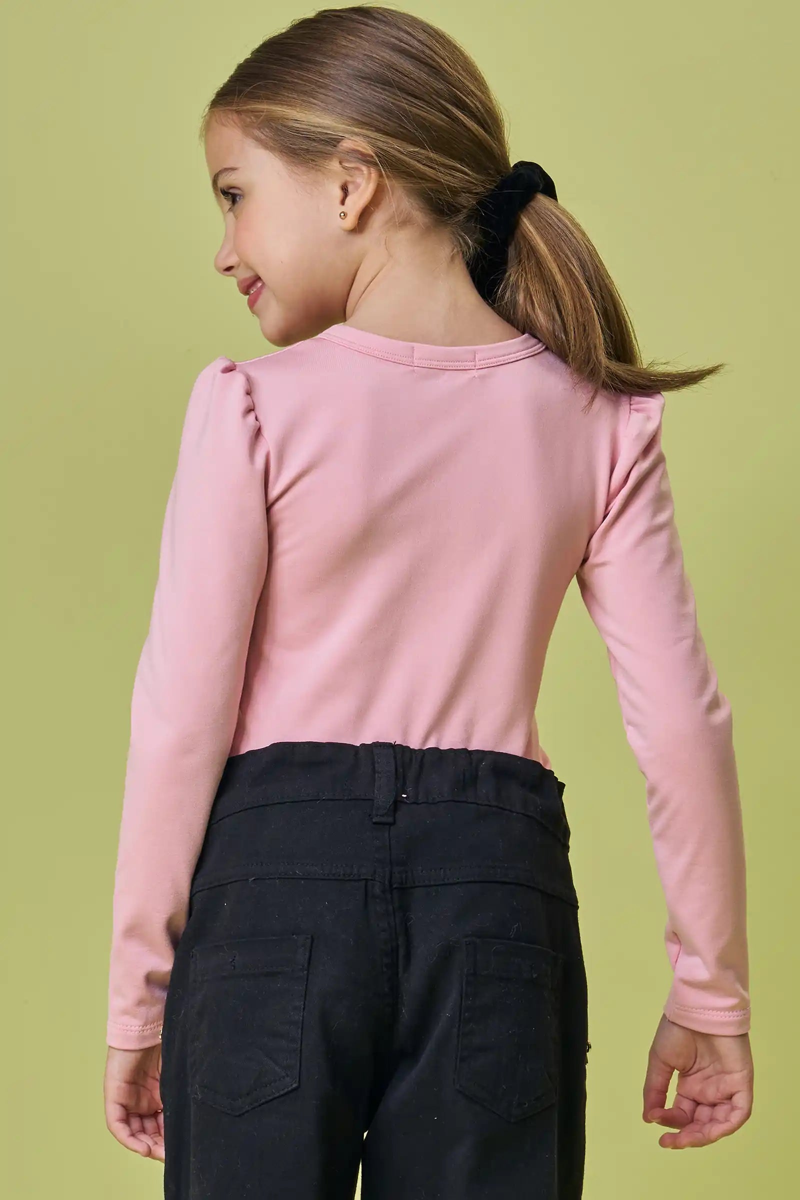 Blusa Infantil Kukiê Inverno Térmica Manga Longa Rosa com Pom pom