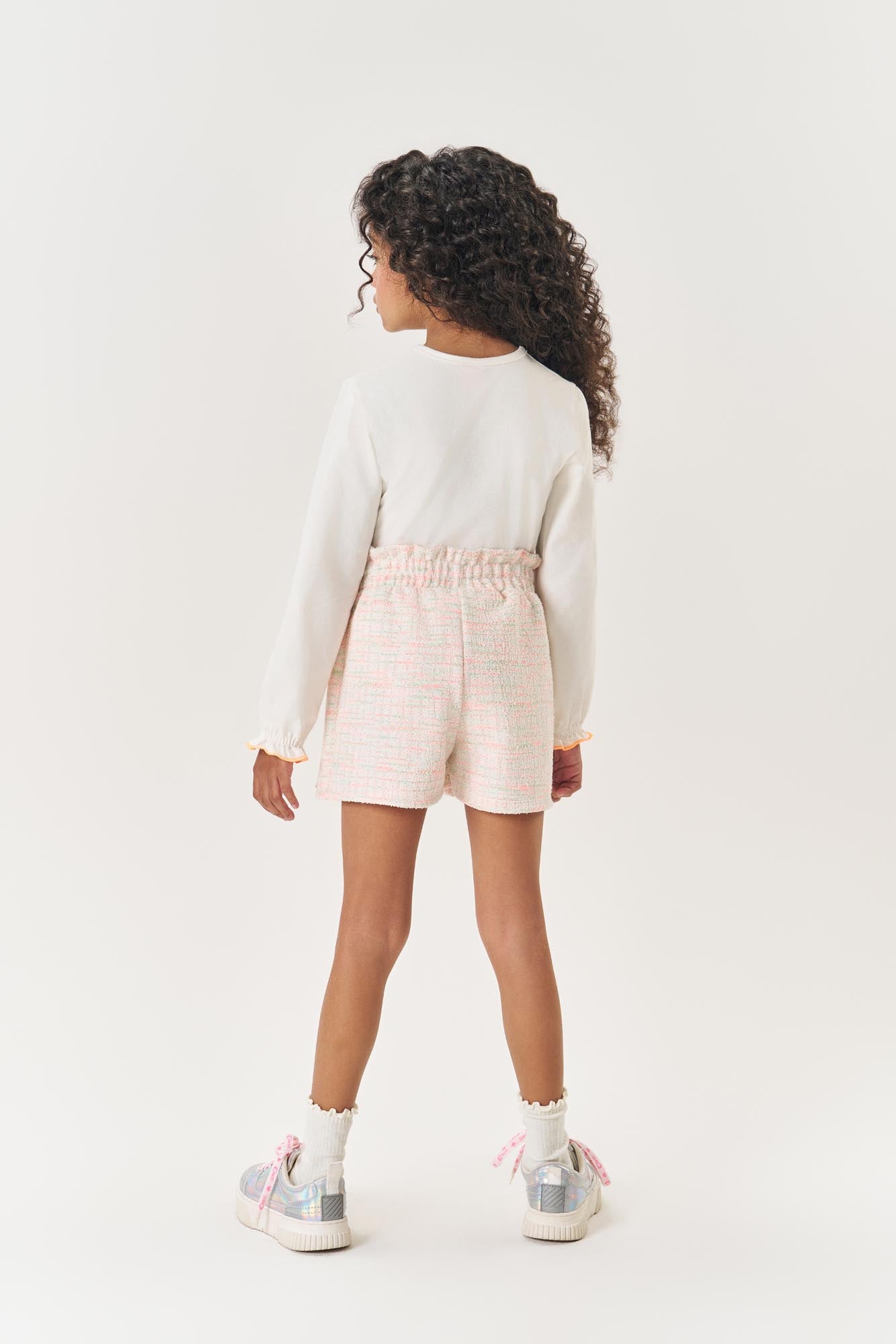 Conjunto Infantil Cinti Inverno Shorts Tweed E Blusa Unicórnio Laranja