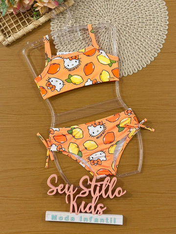 Biquíni Infantil Momi Laranja Limãozinho Hello Kitty