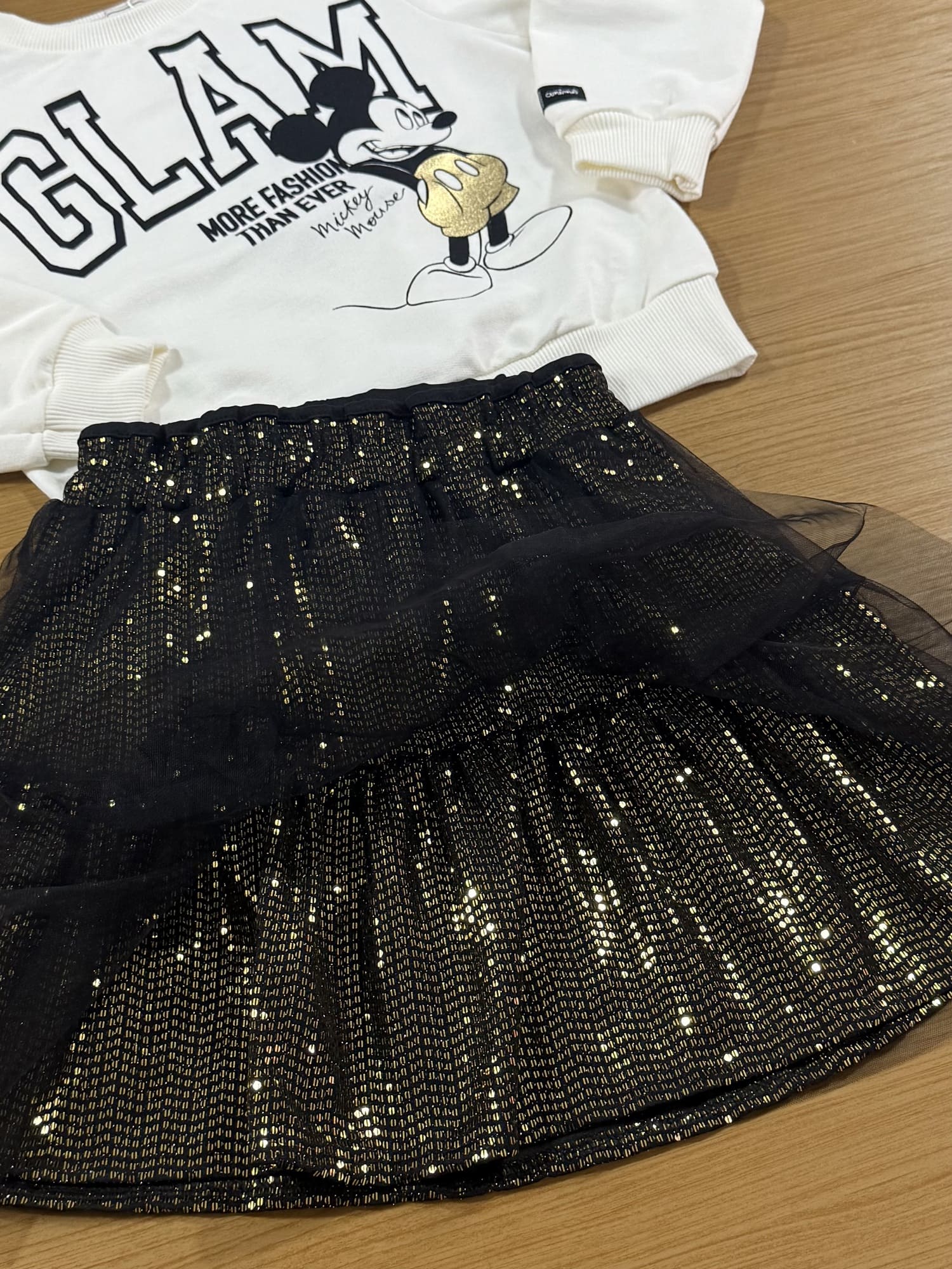 Conjunto Infantil Animê Inverno com Saia e Casaco Mickey Disney