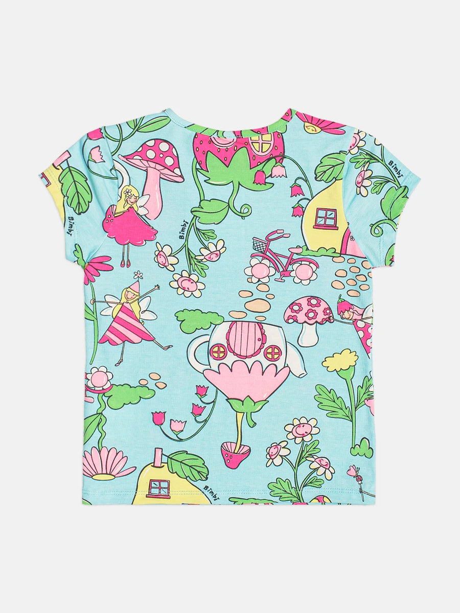 Blusa Infantil Menina Bimbi Azul Jardim das Fadas