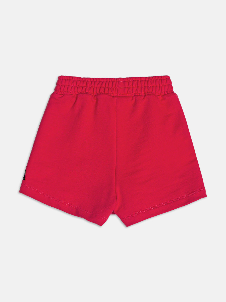 Conjunto Infantil Momi Verão com Shorts Saia Vermelho e Blusa Branca Hello Kitty com Strass