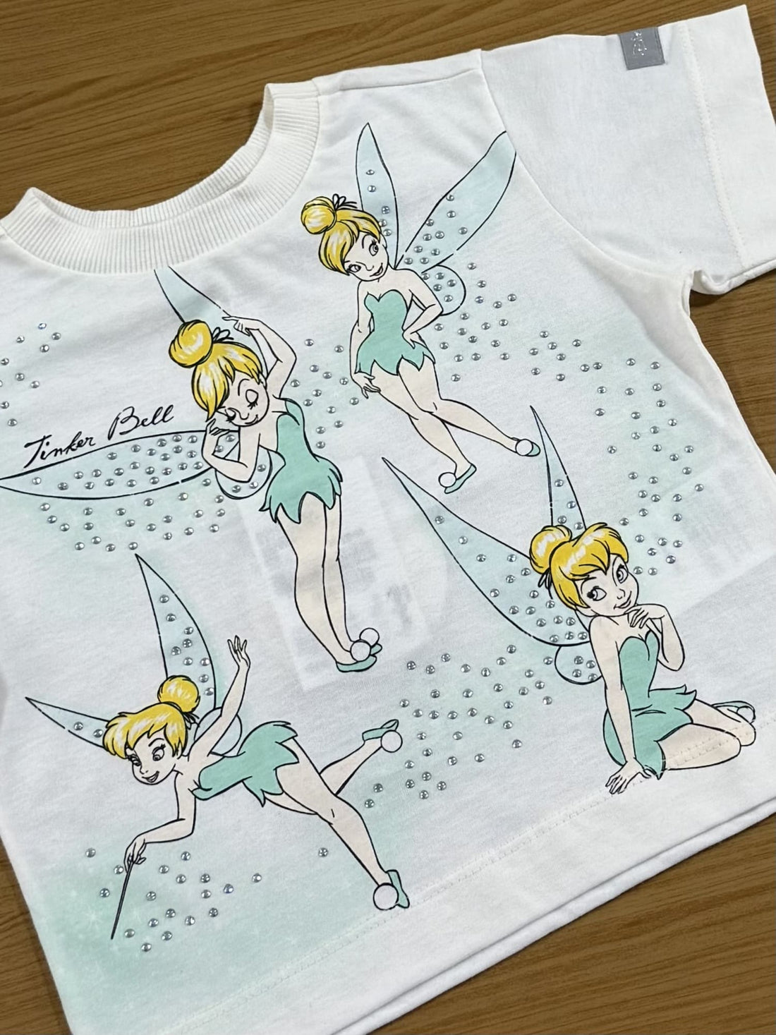 Blusa Infantil Animê Inverno Branca Tinkerbell com Strass Disney