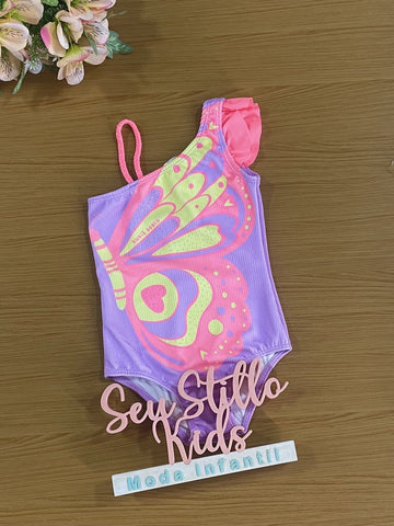 Maiô Infantil Kukie Verão Lilás Borboleta