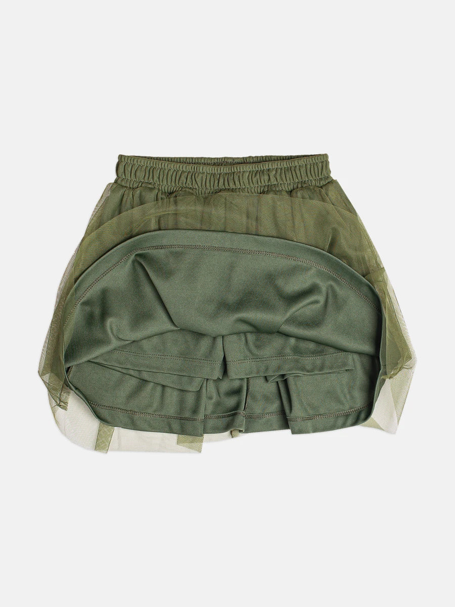 Conjunto Infantil Momi Inverno com Saia em Tule Verde e Blusa Manga Curta Tico e Teco Strass