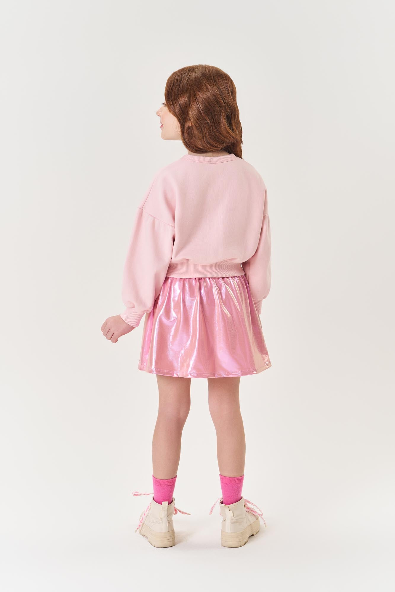 Conjunto Infantil Cinti Inverno Saia e Moletom Flanelado Rosa Unicórnio