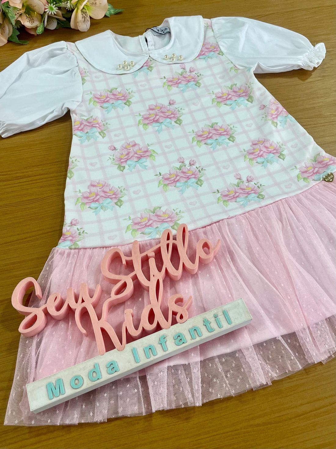 Vestido Infantil Kukie Verão Branco Florzinha