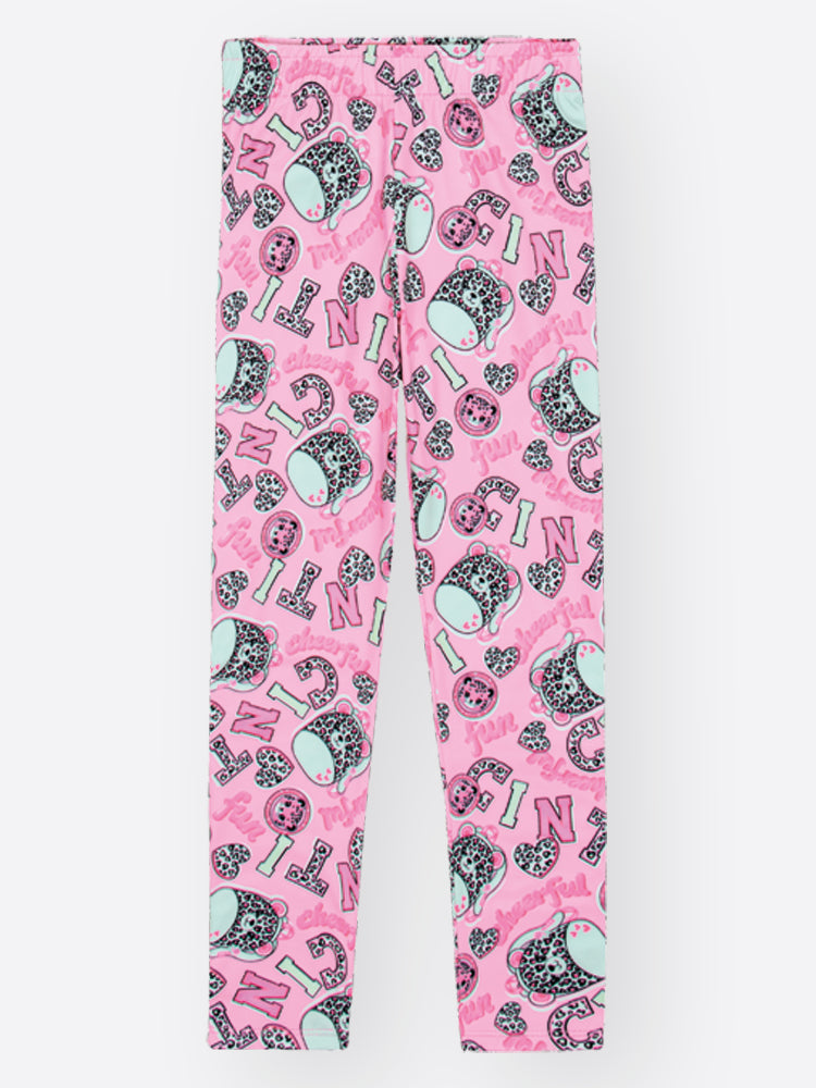 Conjunto Infantil Cinti Inverno com Calça Legging e Moletom Flanelado Rosa Coração Strass