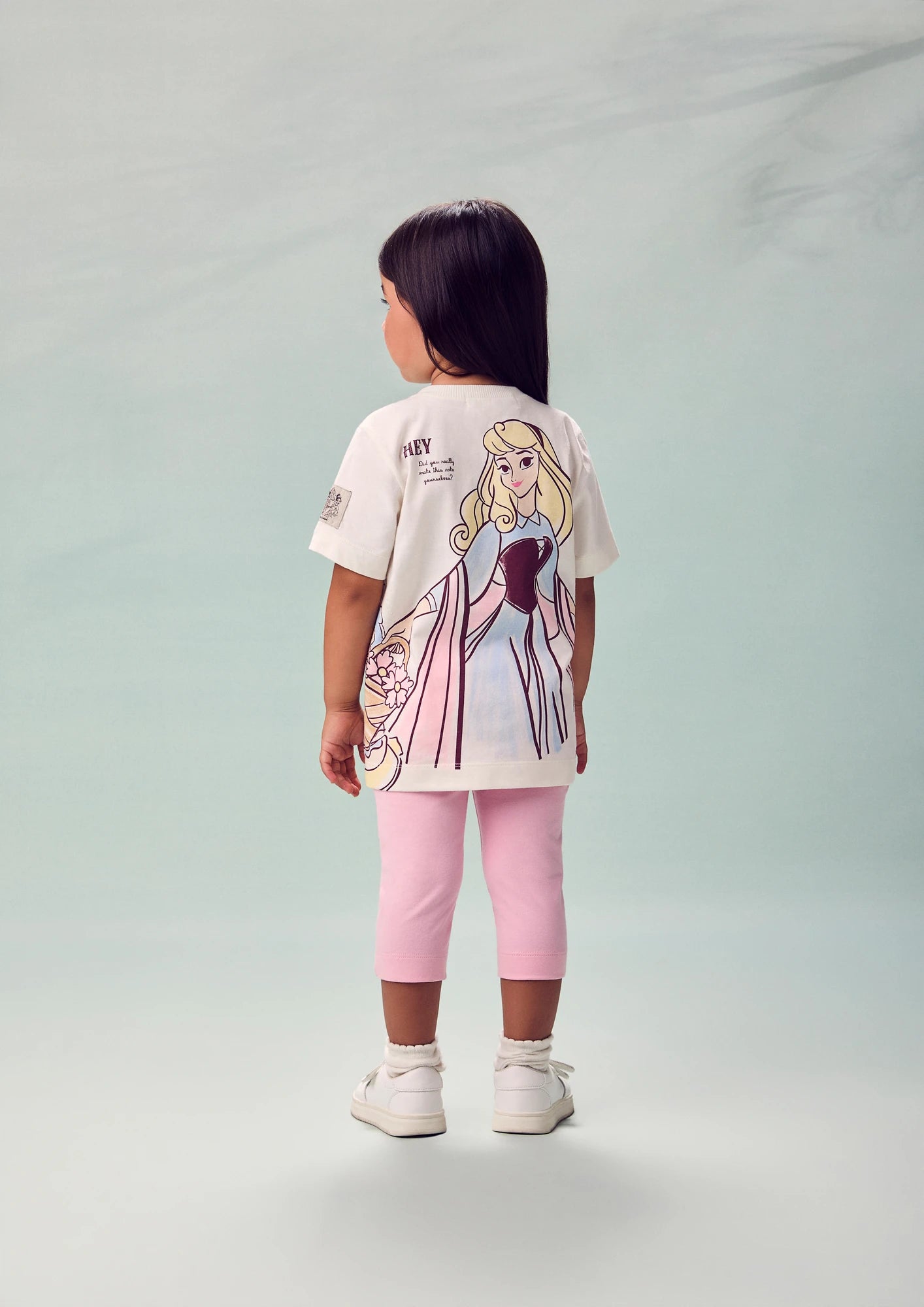 Conjunto Infantil Menina Animê com Legging Capri Rosa Blusa Fada Madrina Disney