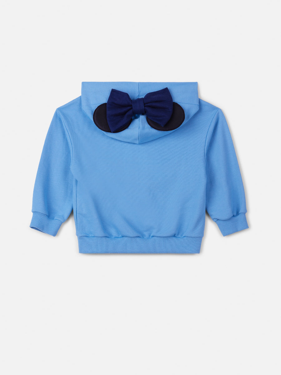 Moletom Infantil Animê Inverno sem Flanela Azul Minnie com Lacinho Disney