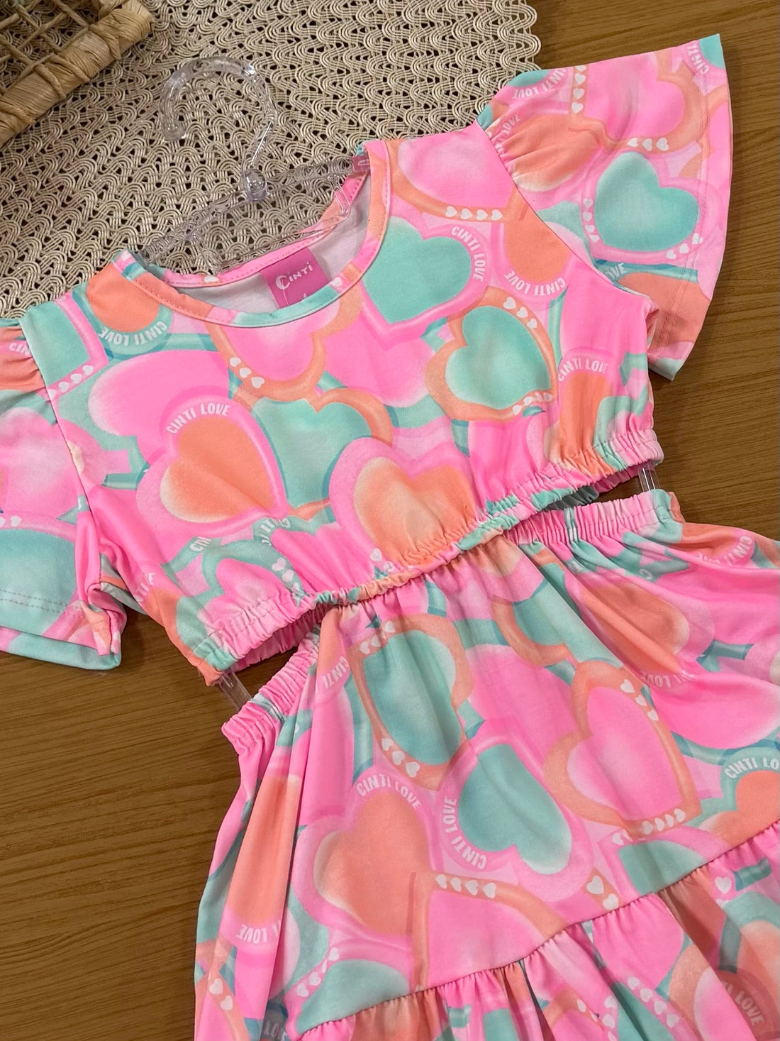 Vestido Infantl Cinti Verão Colorido Corações