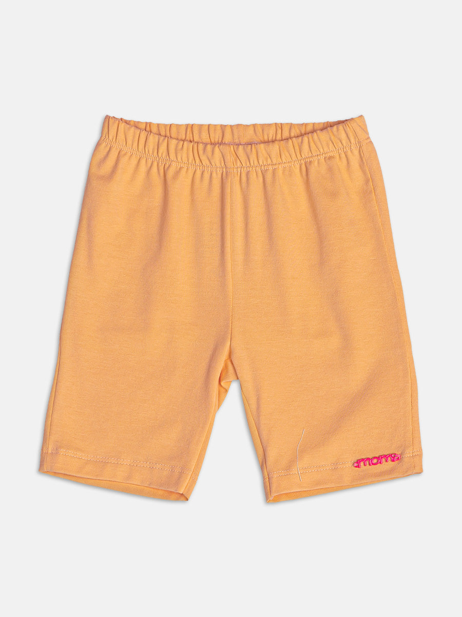 Conjunto Infantil Momi Verão com Shorts Ciclista e Blusa Laranja Listrada Cereja