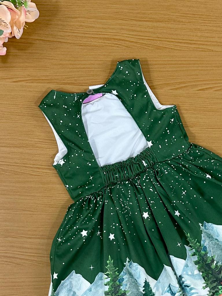 Vestido Infantil Kukie Verão Verde Natalino