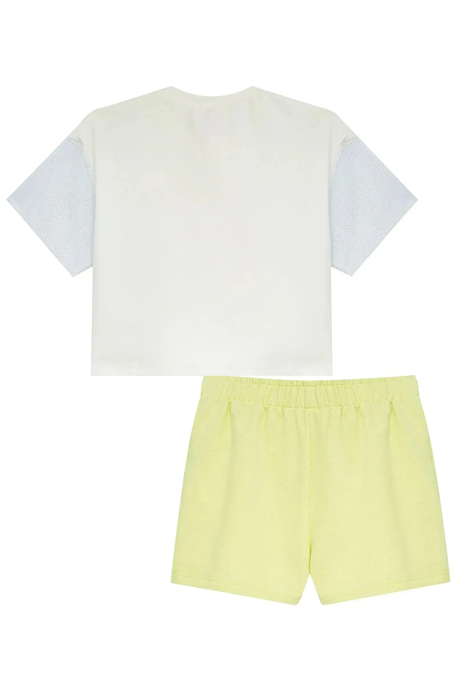 Conjunto Infantil Menina Kukiê com Shorts Saia Verde e Blusa Branca Love Yourself