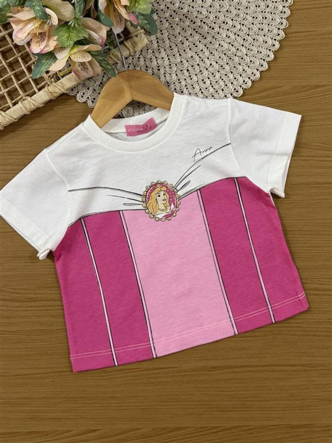 Conjunto Infantil Momi Verão com Saia em Tule e Blusa Rosa Bela Adormecida