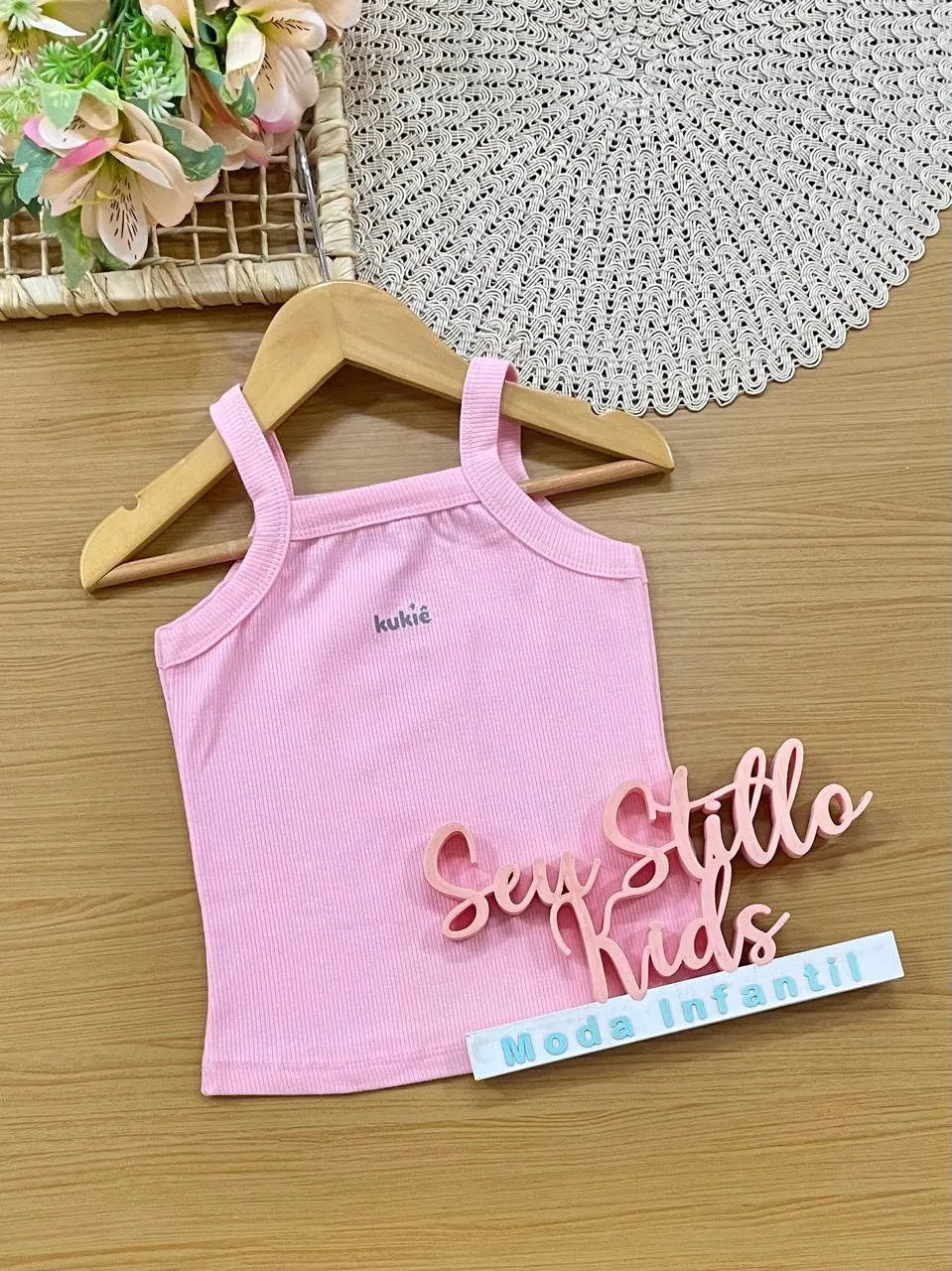 Regata Infantil Menina Kukiê Rosa Claro