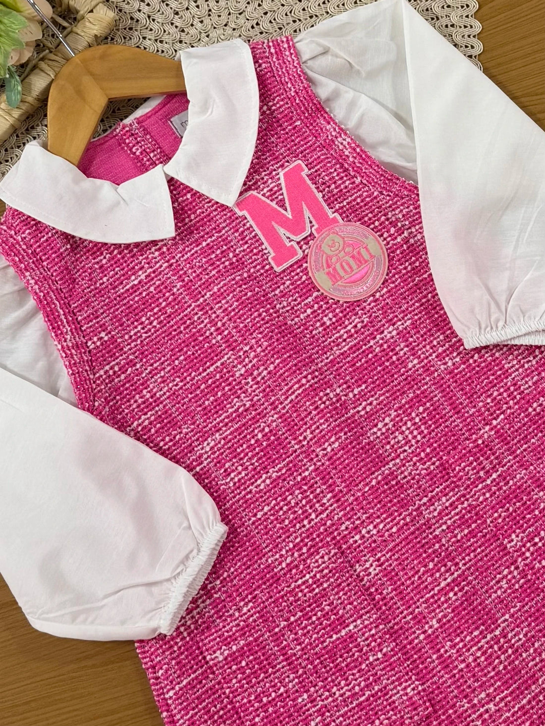 Vestido Infantil Momi Inverno Rosa Escuro Tweed