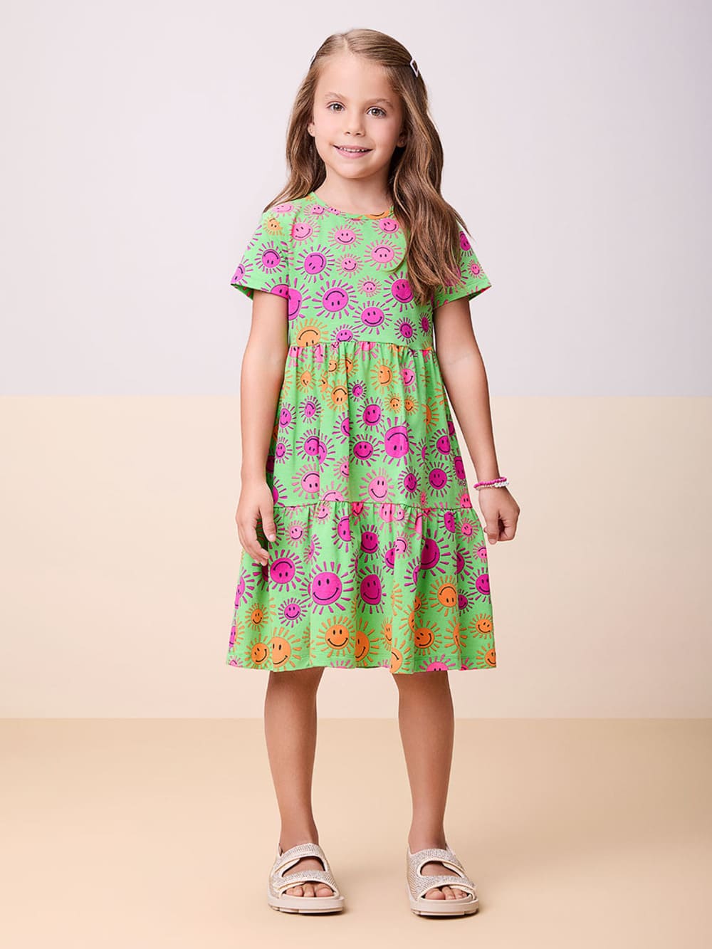 Vestido Infantil Momi Verão Verde Solzinho