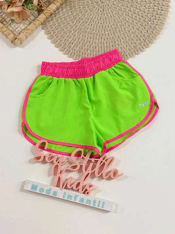 Shorts Infantil Siri Kids Nylon Leticia Verde Fluor 43063