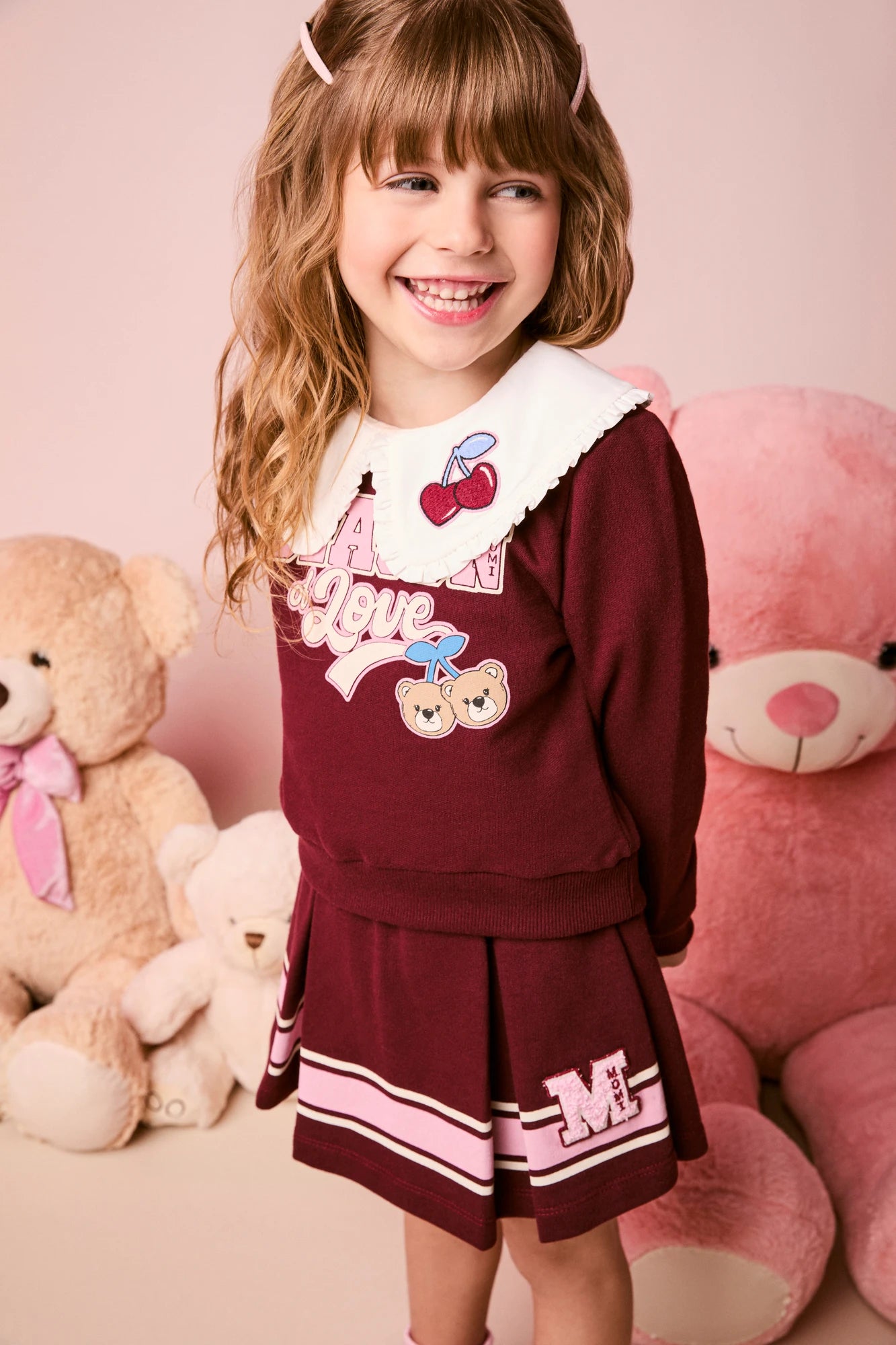 Conjunto Infantil Momi Inverno com Shorts Saia e Moletom sem Flanela Season of Love