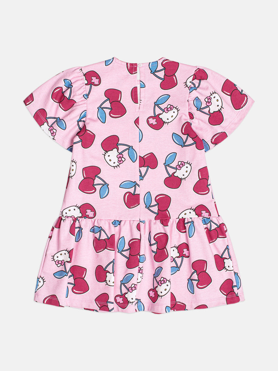 Vestido Infantil Momi Inverno Rosa Hello Kitty Cerejinha