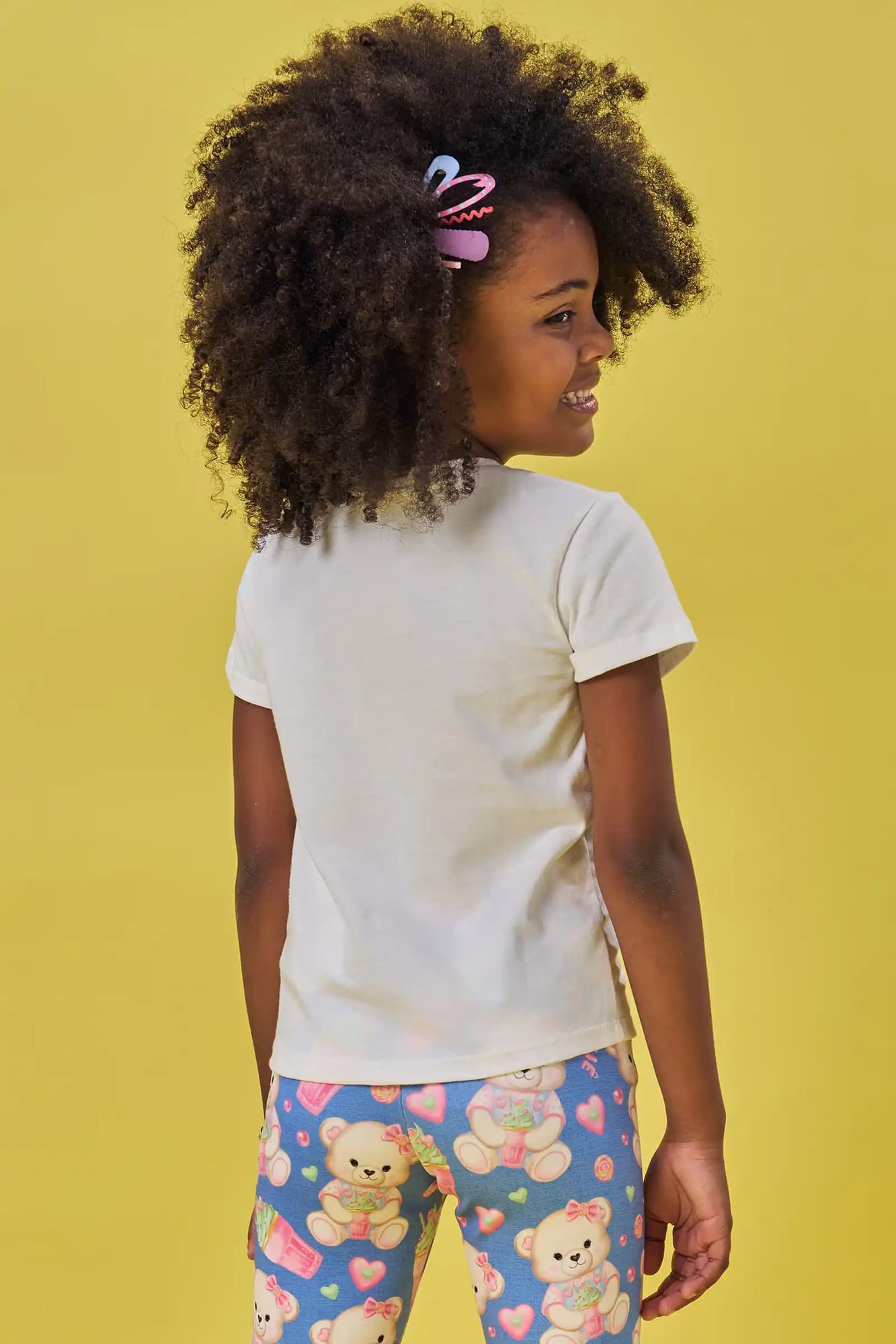 Blusa Infantil Kukiê Verão com Strass Branco Ursinha