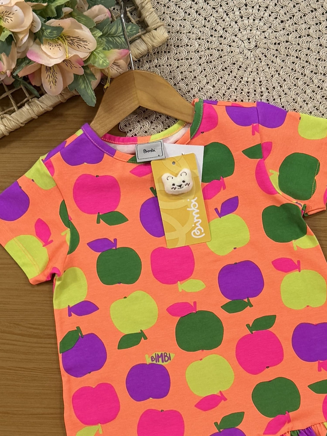 Vestido Infantil Bimbi Verão Laranja Frutinhas